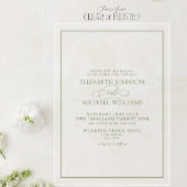 Formele Sage Green Classic Script Wedding Acryl Uitnodigingen