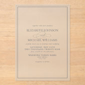 Formele Sage Green Classic Script Wedding Acryl Uitnodigingen (Voorkant)