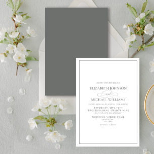 Formele Sage Green Classic Script Wedding Kaart