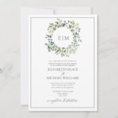 Formele Sage Green Eucalyptus Wreatmonogram Kaart (Voorkant)