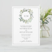 Formele Sage Green Eucalyptus Wreatmonogram Kaart (Staand voorkant)