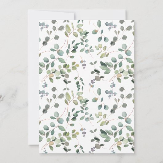 Formele Sage Green Eucalyptus Wreatmonogram Kaart (Achterkant)