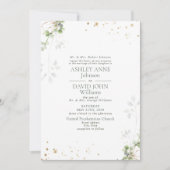 Formele Sage Green Greenery Gold Marble Wedding Kaart (Voorkant)