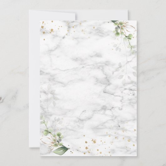 Formele Sage Green Greenery Gold Marble Wedding Kaart (Achterkant)