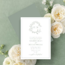 Formele Sage Green Leafy Crest Monogram Weddenscha