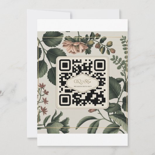 Formele Sage Green Leafy Crest Monogram Wedding IV Kaart (Achterkant)