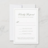 Formele Sage Green Monogram Script Border Wedding RSVP Kaartje (Voorkant)