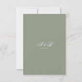 Formele Sage Green Monogram Script Border Wedding RSVP Kaartje (Achterkant)