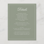 Formele Sage Green & White Border Wedding Details Informatiekaartje (Voorkant)