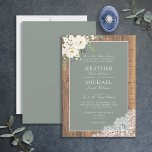 Formele Sage Green White Floral Wood Script Wedden Kaart<br><div class="desc">Stap in een rustige en dromige wereld met onze formele Sage Green Eucalyptus White Floral Wood Lace Wedding Invitation. Deze elegante uitnodiging-ontworpen om ouders aan te passen die het gebeurtenis-kenmerkt een charmante combinatie van rustische en botanische elementen, met inbegrip van delicate eucalyptusgroen, ongerepte witte floralen, en de texturen van honeyed...</div>
