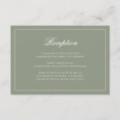 Formele Sage Groen & Wit Script Huwelijksreceptie Informatiekaartje (Voorkant)