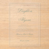 Formele Sage Groene Kalligrafie Grens Huwelijk Acryl Uitnodigingen (Voorkant)