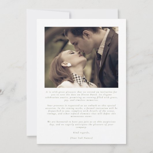 Formele Sage Groene Kalligrafie Zwart Stropdas Fot Save The Date (Achterkant)