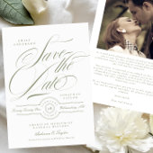 Formele Sage Groene Kalligrafie Zwart Stropdas Fot Save The Date