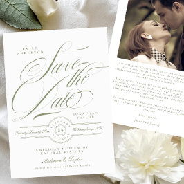 Formele Sage Groene Kalligrafie Zwart Stropdas Fot Save The Date