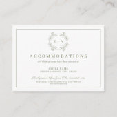 Formele  Sage Groene Monogram Bruiloft Informatiekaartje (Voorkant)