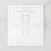 Formele  Sage Groene Monogram Bruiloft Plaatskaartje (Buitenkant ongevouwen)