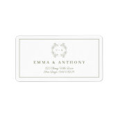 Formele Sage Groene Monogram Huwelijksscript Etiket (Voorkant)