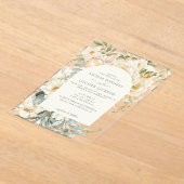 Formele salie groen met ivoren bloementuin bruilof acryl uitnodigingen (Laagn)