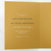 Formele satin Gold Navy Modern Wedding Drieluik Kaart (Binnenzijde eerst)