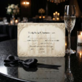 Formele schets van kathedraal in reliëfsteen RSVP kaartje