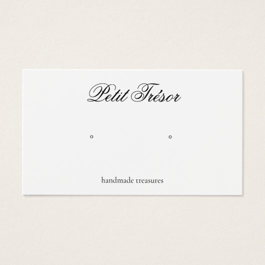 Formele Script Elegant White Earring Display Kaart (Voorkant)