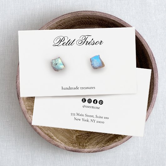 Formele Script Elegant White Earring Display Kaart