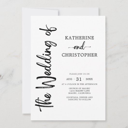 Formele Script Foto Zwart Wit Elegant Huwelijk Kaart (Voorkant)