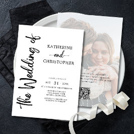 Formele Script Foto Zwart Wit Elegant Huwelijk Kaart