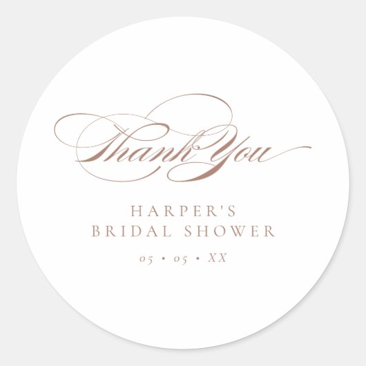 Formele script Mocha Vrijgezellenfeest Dank u guns Ronde Sticker (Voorkant)