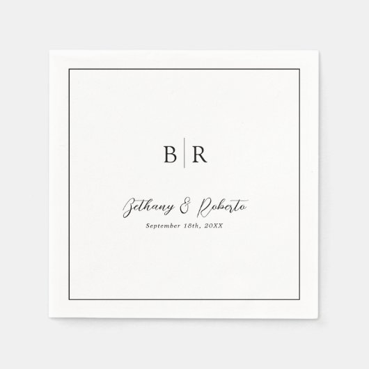Formele Script Monogram Weddenschap Tafel Servet (Voorkant)