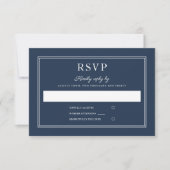 Formele script Navy Blue Huwelijks RSVP Kaart (Voorkant)