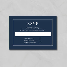 Formele script Navy Blue Huwelijks RSVP Kaart