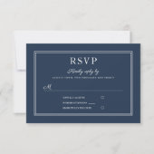 Formele script Navy Blue trouw-RSVP kaart (Voorkant)
