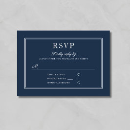 Formele script Navy Blue trouw-RSVP kaart