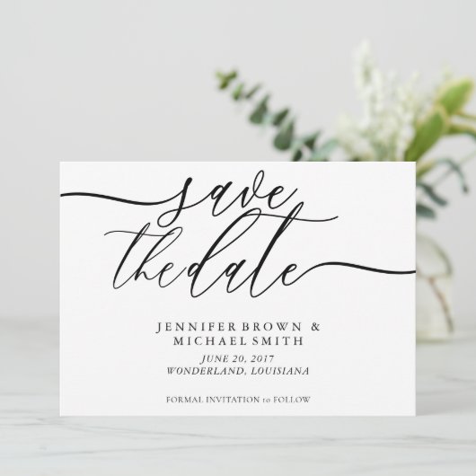 Formele Script Trouwdatum Opslaan Foto Save The Date (Staand voorkant)