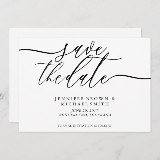 Formele Script Trouwdatum Opslaan Foto Save The Date (Voorkant / Achterkant)