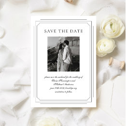 Formele Script w / Geometrische Lijst Foto bruilof Save The Date