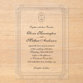 Formele Script w / Geometrische Lijst Monogram Wed Acryl Uitnodigingen (Voorkant)