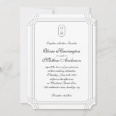 Formele Script w / Geometrische Lijst Monogram Wed Kaart (Voorkant)