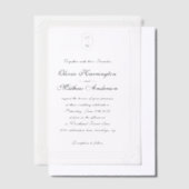 Formele Script w / Geometrische Lijst Monogram Wed Vellum Uitnodigingen (Offset)