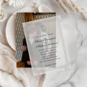 Formele Script w / Geometrische Lijst Monogram Wed Vellum Uitnodigingen