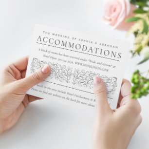 Formele scrollen bladeren zwart wit Accommodaties Informatiekaartje