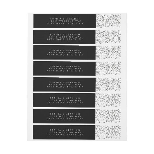 Formele scrollen bladeren zwart-wit bruiloft (Vel)