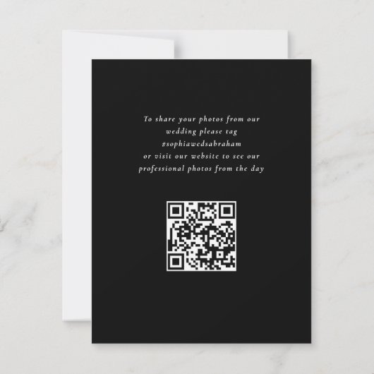 Formele scrollen bladeren zwart wit bruiloft foto bedankkaart (Achterkant)