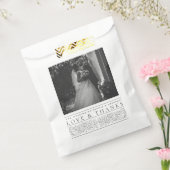 Formele scrollen bladeren zwart wit bruiloft foto bedankzakje (Gezegeld)