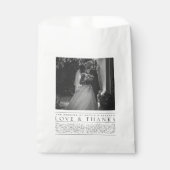 Formele scrollen bladeren zwart wit bruiloft foto bedankzakje (Voorkant)