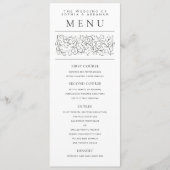 Formele scrollen bladeren zwart-wit bruiloft menu (Voorkant)