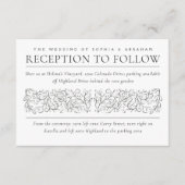 Formele scrollen bladeren zwart wit ontvangst informatiekaartje (Voorkant)