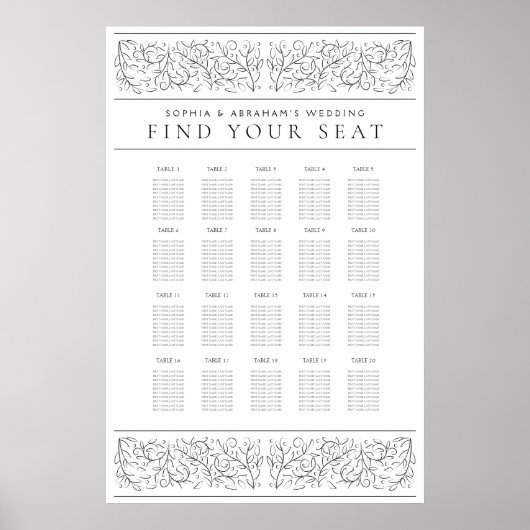 Formele scrollen verlaat bruiloft zitgrafiek poster (Voorkant)